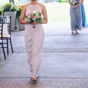 David’s bridal halter dress in chiffon, size 4, biscotti